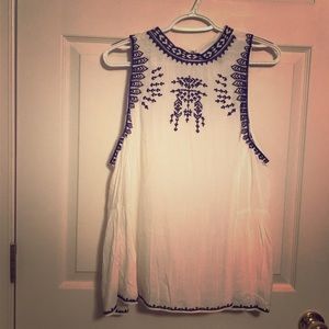 Linen embroidered sleeveless top